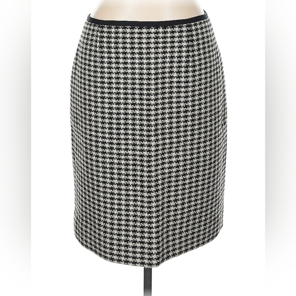Tory Burch Gray Houndstooth Wool-Blend Skirt – Size 10 (EUC) - Picture 2 of 6